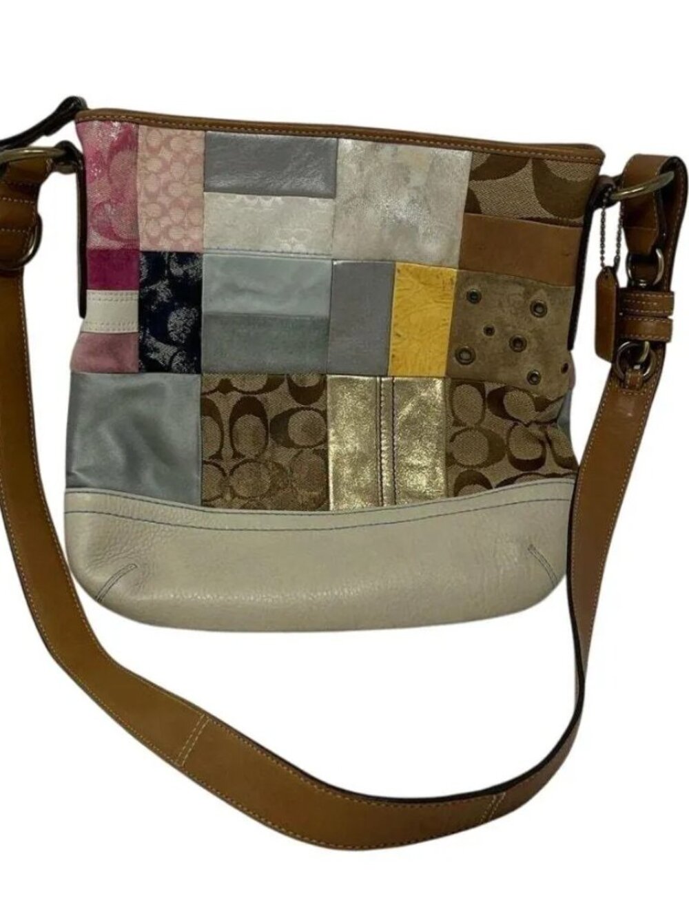Vintage Coach Patchwork Signature Crossbody Bag